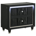 Home & Sleep Outlet - Lorient 2-drawer LED Nightstand with USB Black