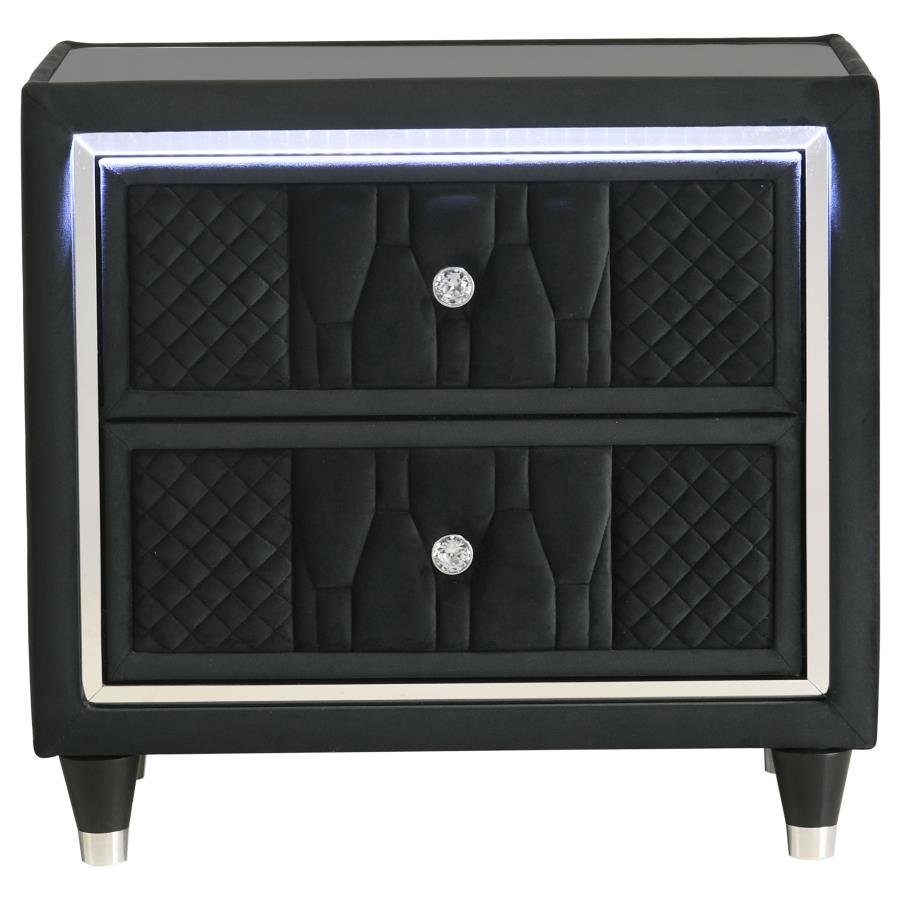 Home & Sleep Outlet - Lorient 2-drawer LED Nightstand with USB Black
