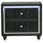 Home & Sleep Outlet - Lorient 2-drawer LED Nightstand with USB Black