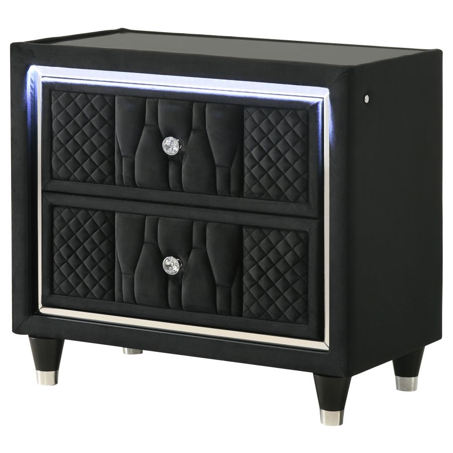 Home & Sleep Outlet - Lorient 2-drawer LED Nightstand with USB Black