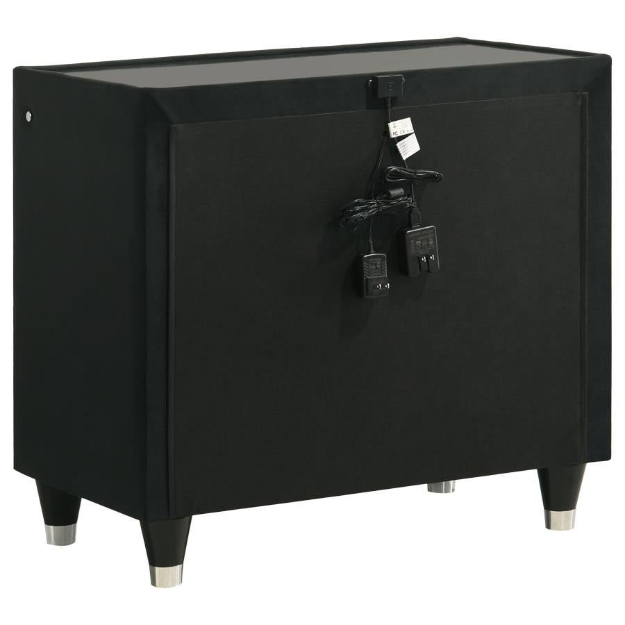 Home & Sleep Outlet - Lorient 2-drawer LED Nightstand with USB Black