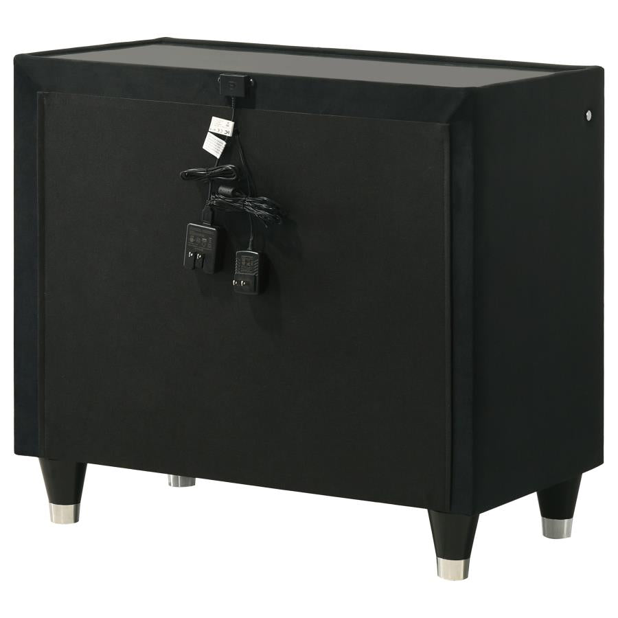 Home & Sleep Outlet - Lorient 2-drawer LED Nightstand with USB Black