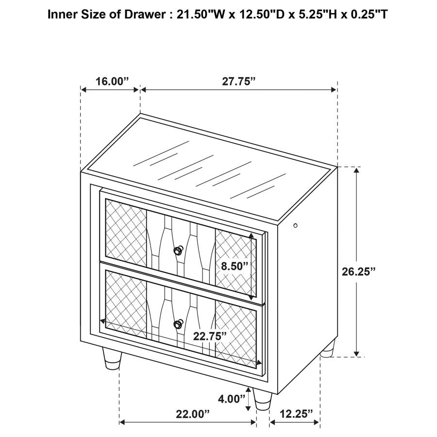 Home & Sleep Outlet - Lorient 2-drawer LED Nightstand with USB Black