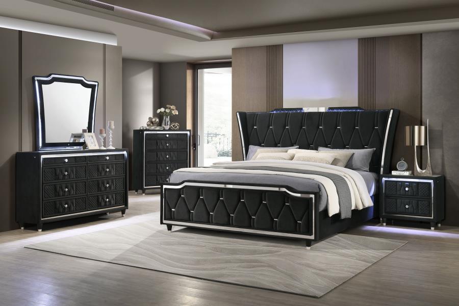 Home & Sleep Outlet - Lorient 2-drawer LED Nightstand with USB Black