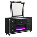 Home & Sleep Outlet - Lorient 8-drawer LED Flame Box Dresser and Mirror Black