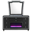 Lorient 8-drawer LED Flame Box Dresser and Mirror Black