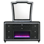 Home & Sleep Outlet - Lorient 8-drawer LED Flame Box Dresser and Mirror Black