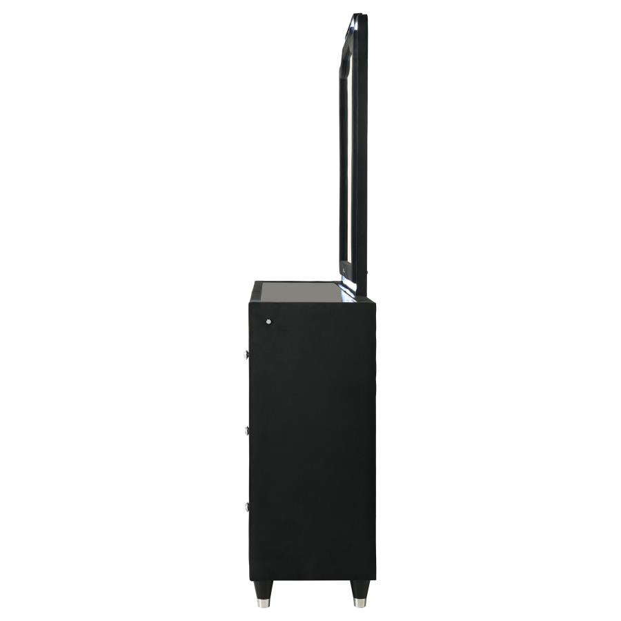 Home & Sleep Outlet - Lorient 8-drawer LED Flame Box Dresser and Mirror Black