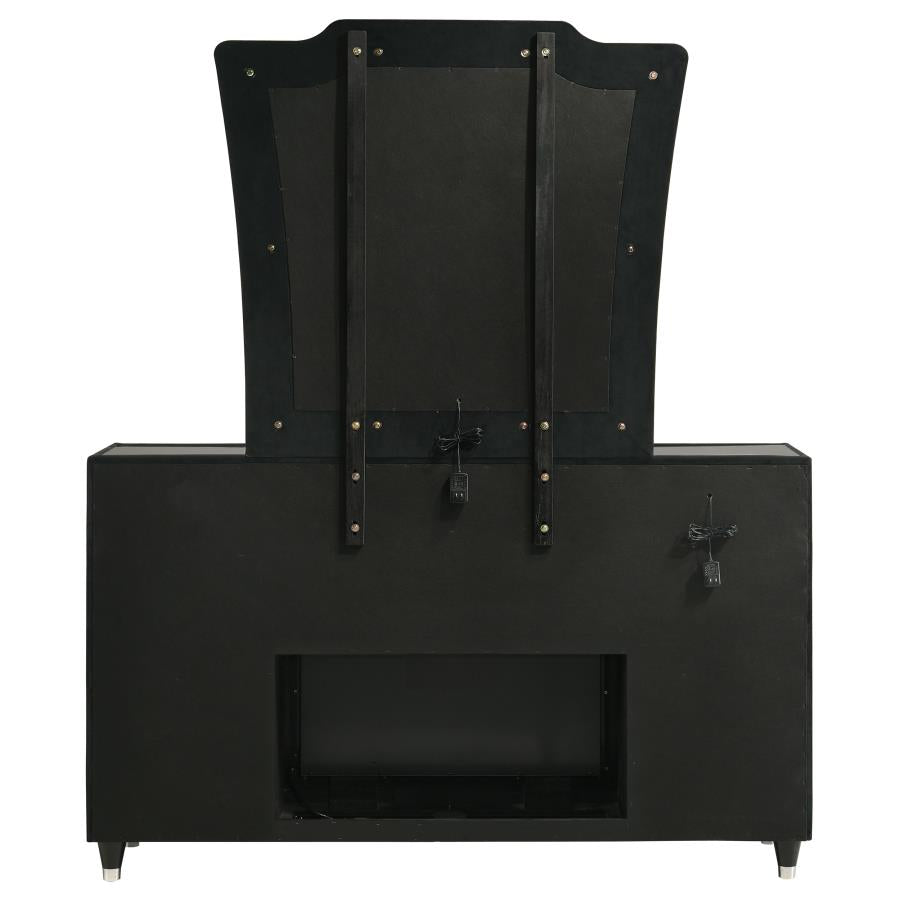 Home & Sleep Outlet - Lorient 8-drawer LED Flame Box Dresser and Mirror Black