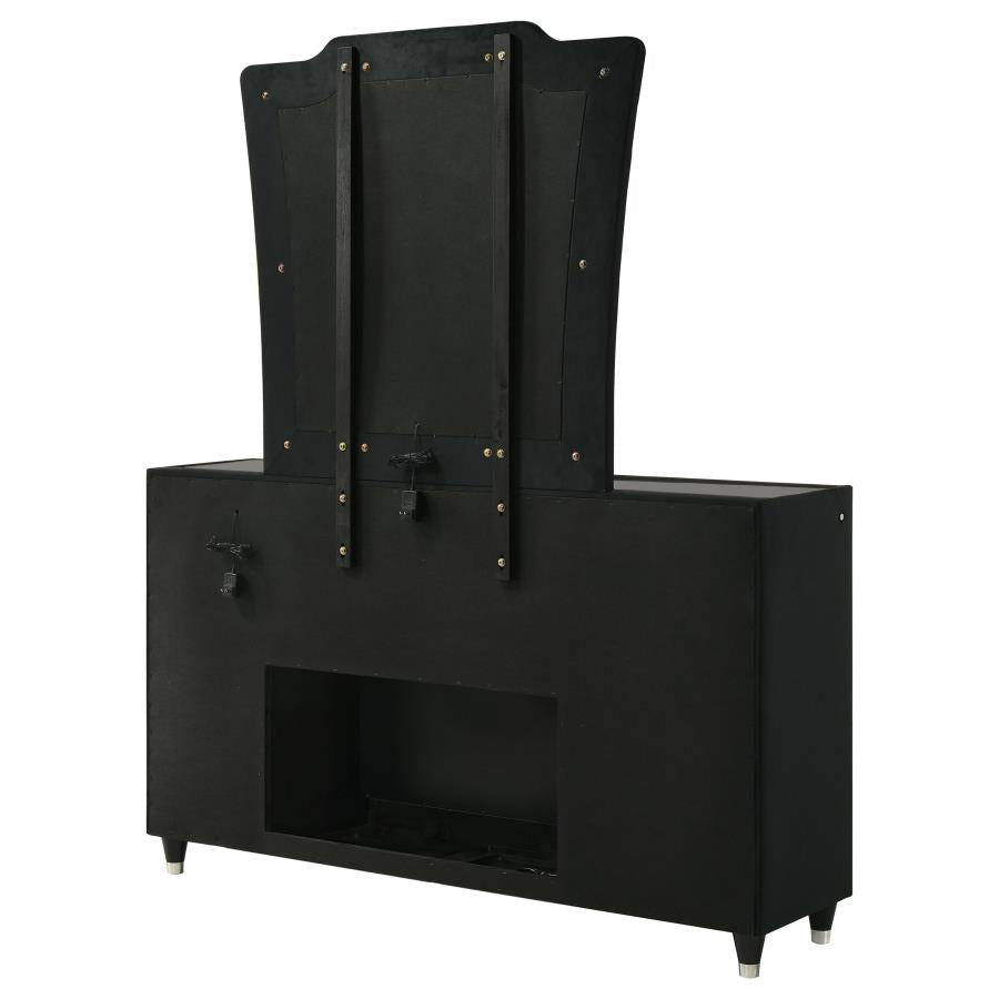 Home & Sleep Outlet - Lorient 8-drawer LED Flame Box Dresser and Mirror Black