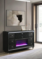 Home & Sleep Outlet - Lorient 8-drawer LED Bedroom Flame Box Dresser Black
