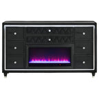 Home & Sleep Outlet - Lorient 8-drawer LED Bedroom Flame Box Dresser Black