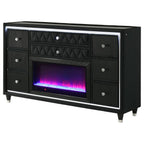 Home & Sleep Outlet - Lorient 8-drawer LED Bedroom Flame Box Dresser Black