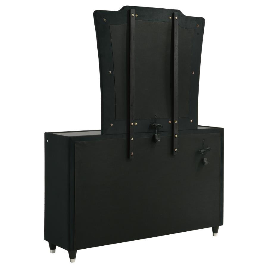 Home & Sleep Outlet - Lorient 8-drawer LED Dresser with Mirror Black