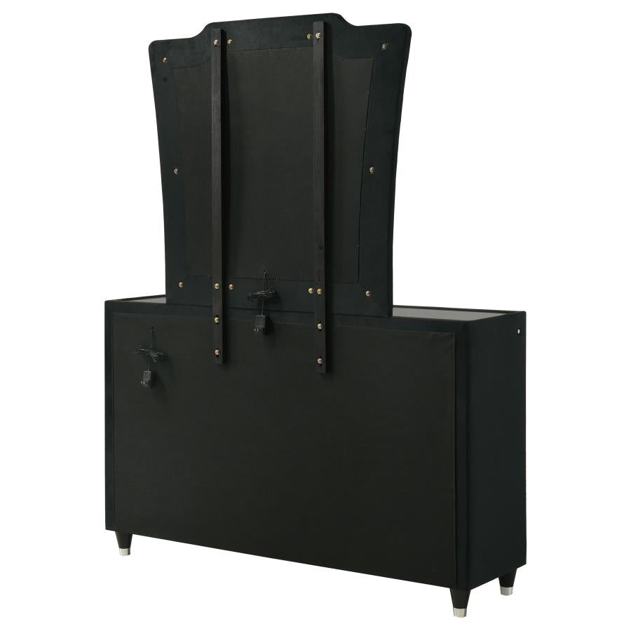 Home & Sleep Outlet - Lorient 8-drawer LED Dresser with Mirror Black