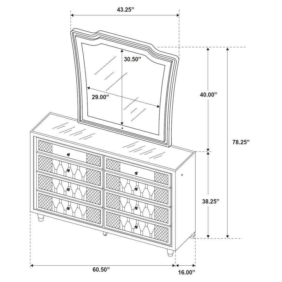 Home & Sleep Outlet - Lorient 8-drawer LED Dresser with Mirror Black
