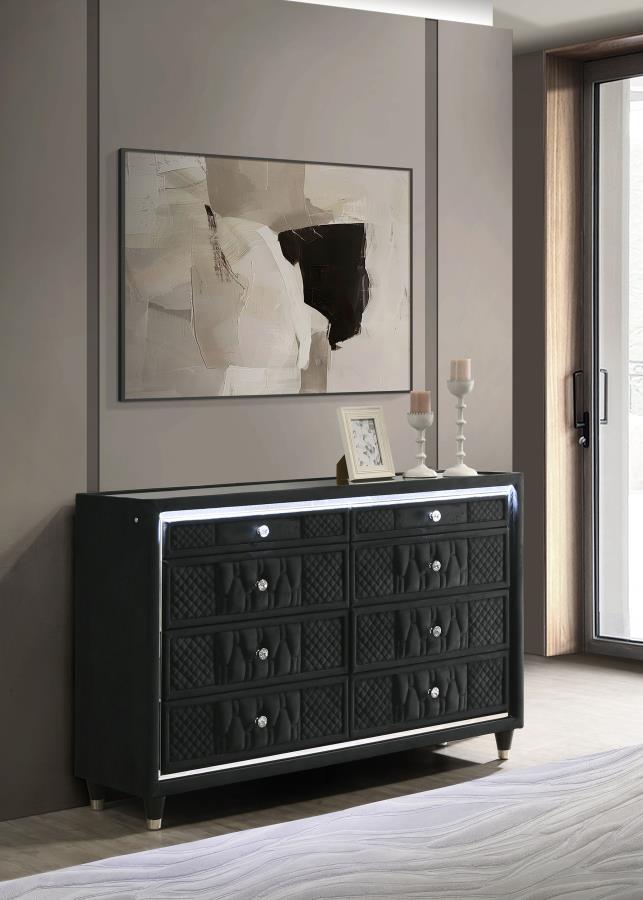Home & Sleep Outlet - Lorient 8-drawer LED Bedroom Dresser Cabinet Black