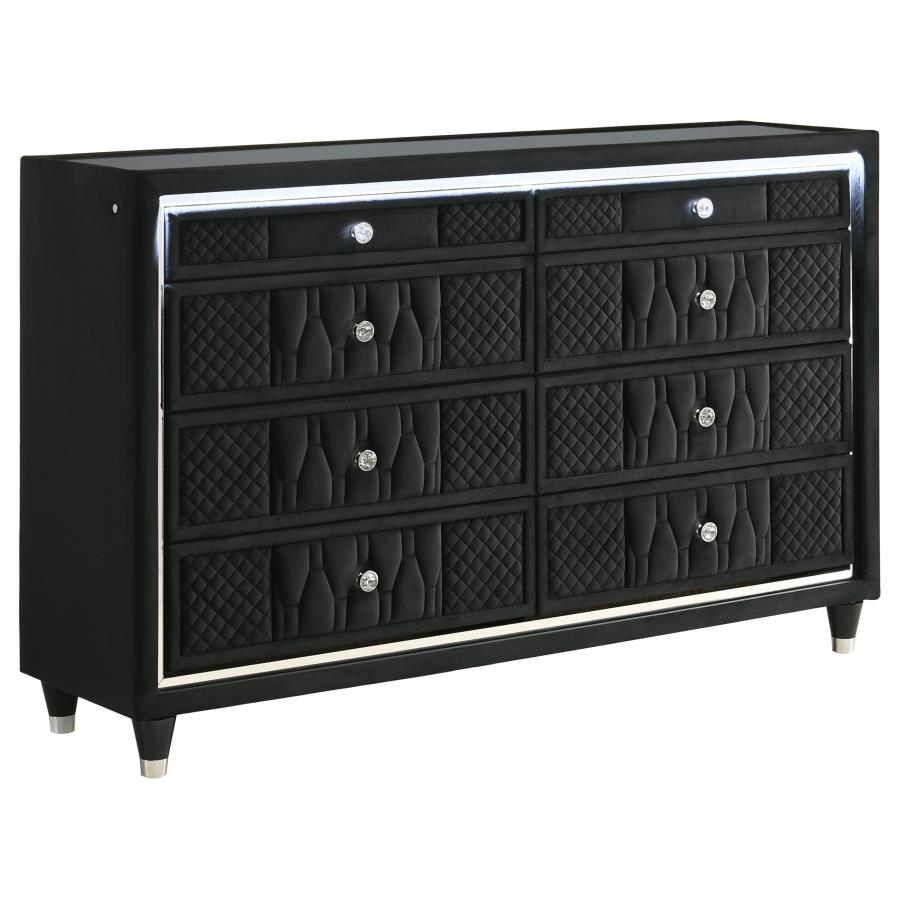 Home & Sleep Outlet - Lorient 8-drawer LED Bedroom Dresser Cabinet Black