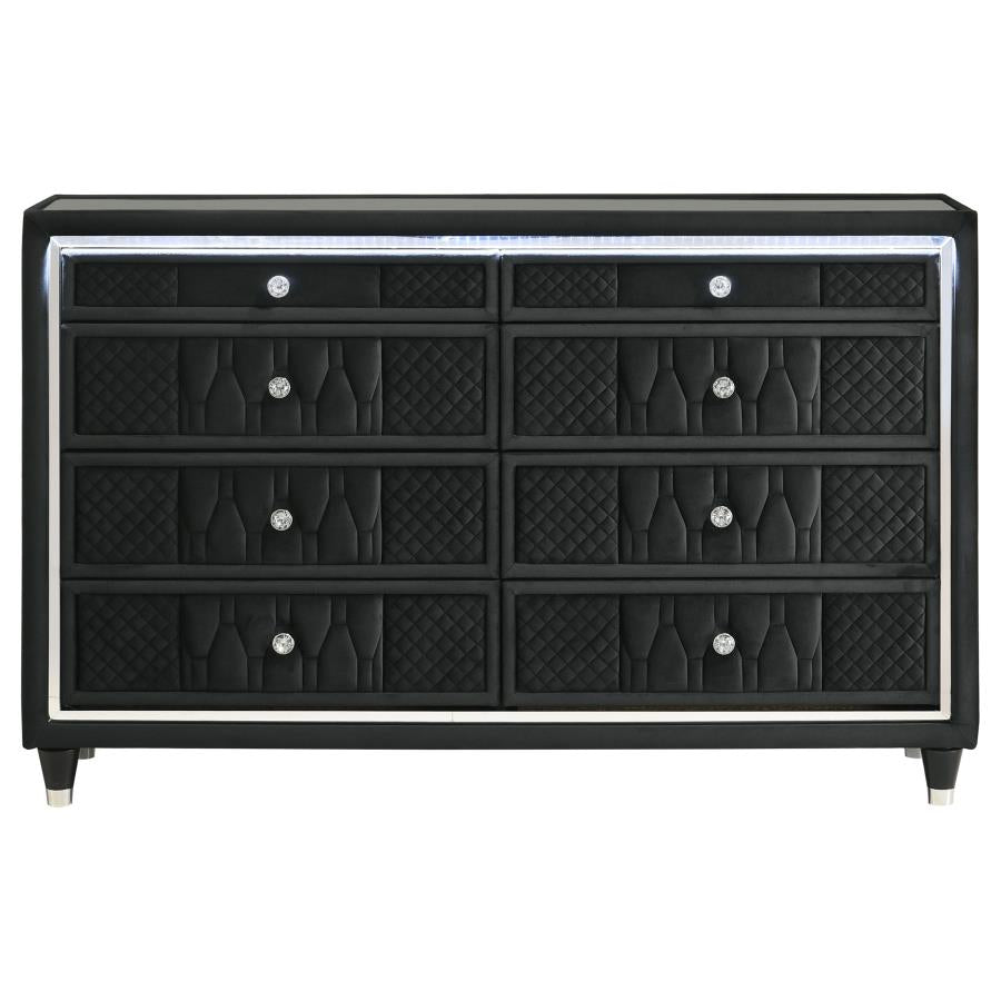 Home & Sleep Outlet - Lorient 8-drawer LED Bedroom Dresser Cabinet Black