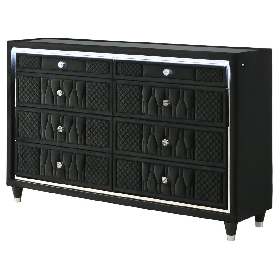 Home & Sleep Outlet - Lorient 8-drawer LED Bedroom Dresser Cabinet Black