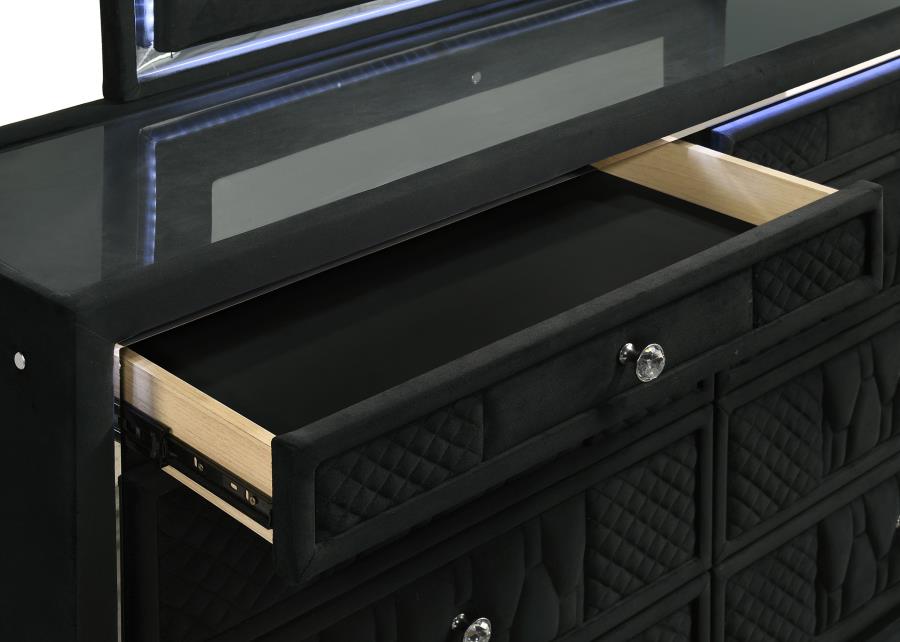 Home & Sleep Outlet - Lorient 8-drawer LED Bedroom Dresser Cabinet Black