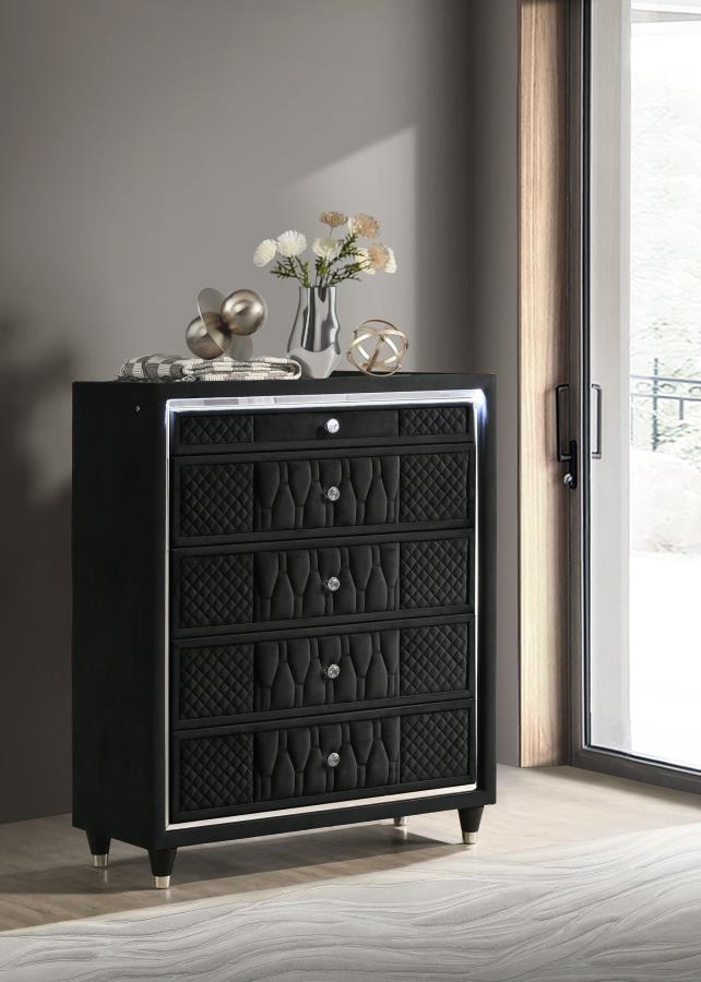 Home & Sleep Outlet - Lorient 5-drawer LED Chest of Drawers Black