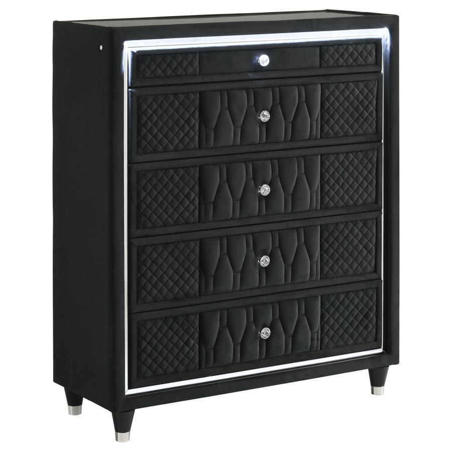 Home & Sleep Outlet - Lorient 5-drawer LED Chest of Drawers Black