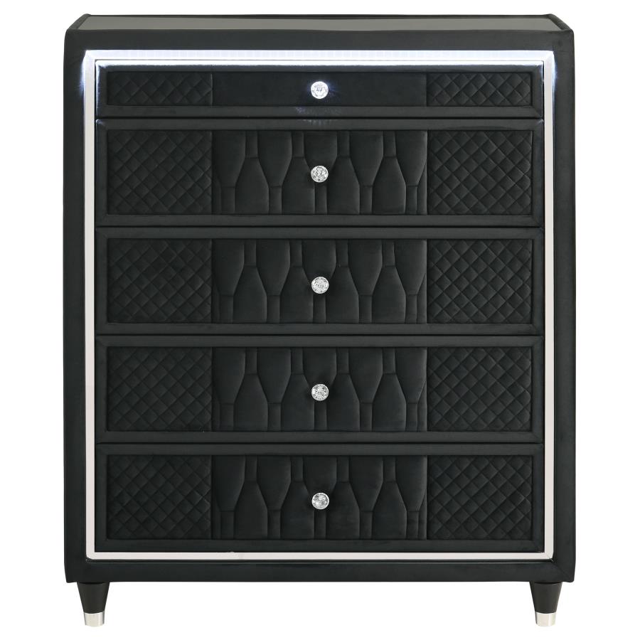 Home & Sleep Outlet - Lorient 5-drawer LED Chest of Drawers Black