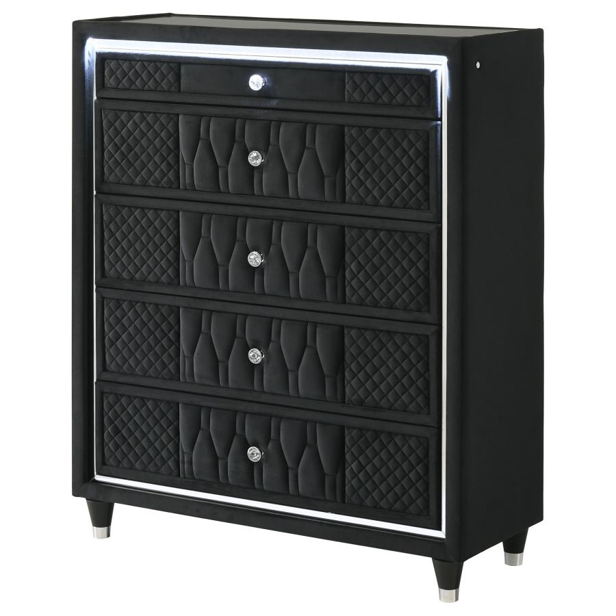 Home & Sleep Outlet - Lorient 5-drawer LED Chest of Drawers Black