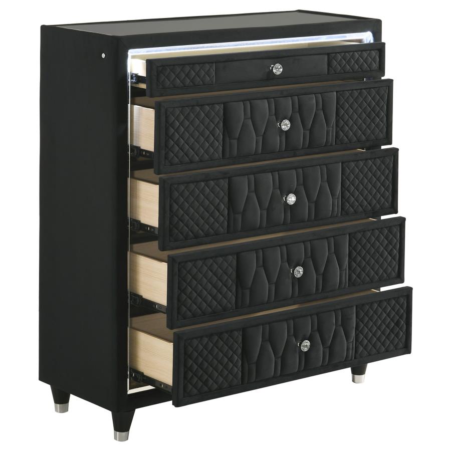 Home & Sleep Outlet - Lorient 5-drawer LED Chest of Drawers Black
