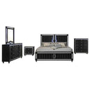 Ravenne 5-piece Velvet Upholstered Eastern King LED Bedroom Set Black