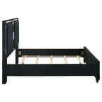 Home & Sleep Outlet - Ravenne Velvet Upholstered Eastern King LED Panel Bed Black