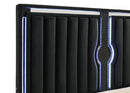 Ravenne Velvet Upholstered Eastern King LED Panel Bed Black