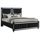 Ravenne Velvet Upholstered California King LED Panel Bed Black