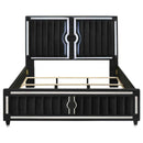 Ravenne Velvet Upholstered California King LED Panel Bed Black