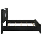 Home & Sleep Outlet - Ravenne Velvet Upholstered California King LED Panel Bed Black
