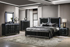 Home & Sleep Outlet - Ravenne Velvet Upholstered California King LED Panel Bed Black