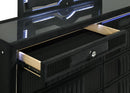 Ravenne 4-piece Velvet Upholstered Queen LED Bedroom Set Black