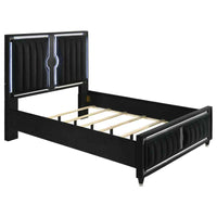 Ravenne 5-piece Velvet Upholstered Queen LED Bedroom Set Black
