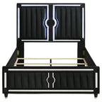 Home & Sleep Outlet - Ravenne Velvet Upholstered Queen LED Panel Bed Black