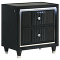 Home & Sleep Outlet - Ravenne 2-drawer Velvet Upholstered LED Nightstand with USB Black