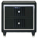 Ravenne 2-drawer Velvet Upholstered LED Nightstand with USB Black