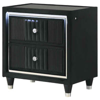 Ravenne 2-drawer Velvet Upholstered LED Nightstand with USB Black
