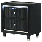 Home & Sleep Outlet - Ravenne 2-drawer Velvet Upholstered LED Nightstand with USB Black