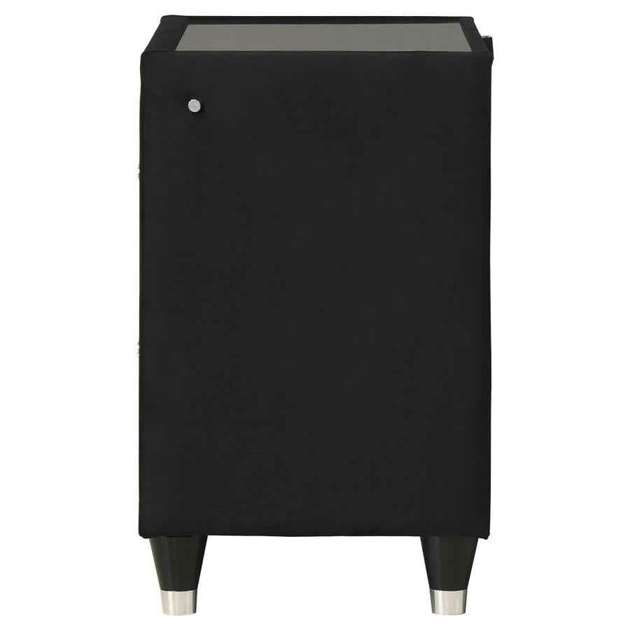 Ravenne 2-drawer Velvet Upholstered LED Nightstand with USB Black