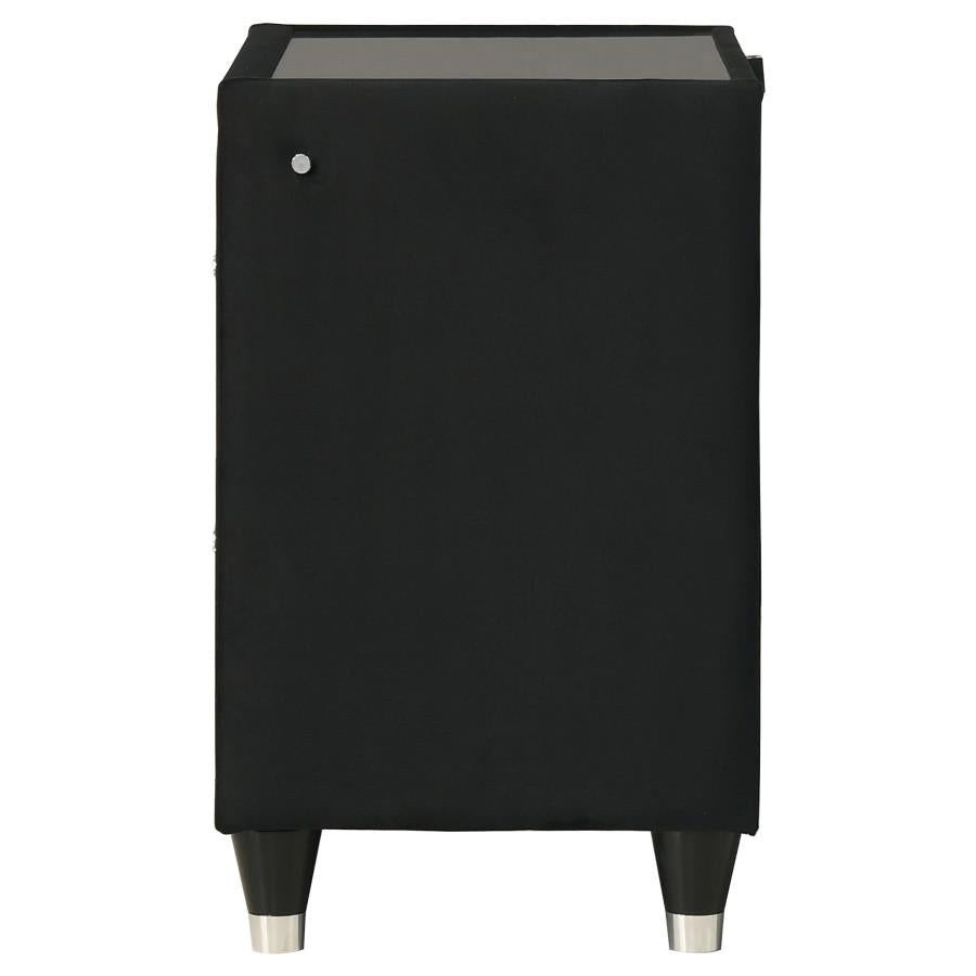Home & Sleep Outlet - Ravenne 2-drawer Velvet Upholstered LED Nightstand with USB Black