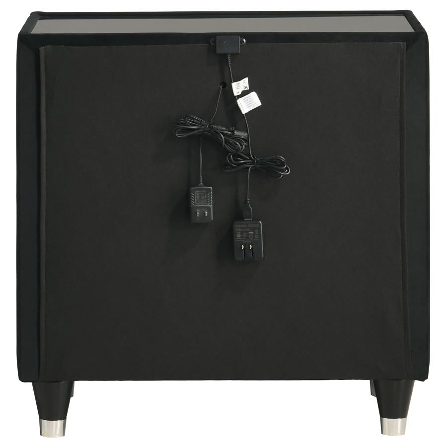 Home & Sleep Outlet - Ravenne 2-drawer Velvet Upholstered LED Nightstand with USB Black