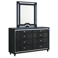 Home & Sleep Outlet - Ravenne 8-drawer Velvet Upholstered LED Dresser and Mirror Black