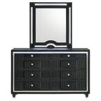 Home & Sleep Outlet - Ravenne 8-drawer Velvet Upholstered LED Dresser and Mirror Black