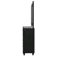 Ravenne 8-drawer Velvet Upholstered LED Dresser and Mirror Black